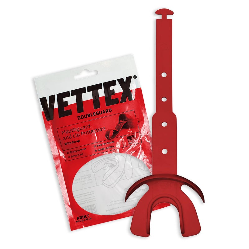 Vettex Doubleguard Mouthguard with Lip Protection - Adult, Scarlet Red (AC25-S) - Image 1